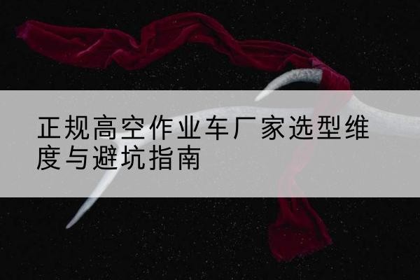 泗洪高空作业车厂家-正规选型维度与避坑指南