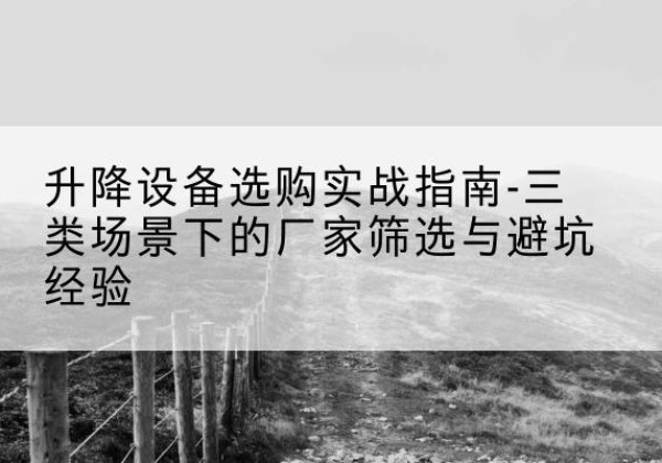 泗洪移动式升降机厂家推荐-升降设备选购实战指南-三类场景下的厂家筛选与避坑经验